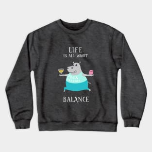 All About Balance - funny yoga hippo Crewneck Sweatshirt